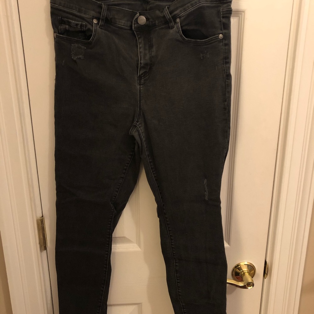 loft modern skinny black wash jeans